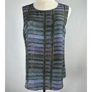 Theyskens' Theory Silk Tank Top S Blue Purple Abstract Watercolor Ethereal Moody